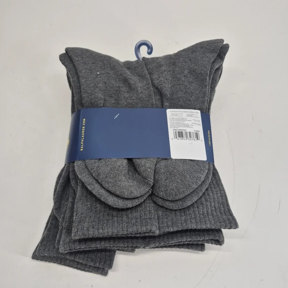 Polo Ralph Lauren 6 Pairs Classic Sport Socks Sock Size: 10-13 Gray/Red